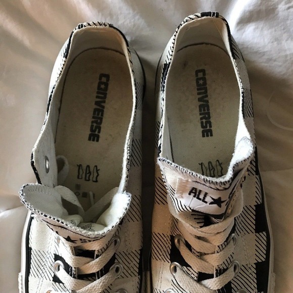 Converse Black and White Glitter Checks Low Top Sz8 Ladies All Stars Pre-Owned - Picture 3 of 11